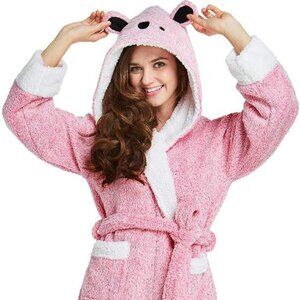 *NEW* Plush Pink Fleece Hooded Robe (Women's Small)